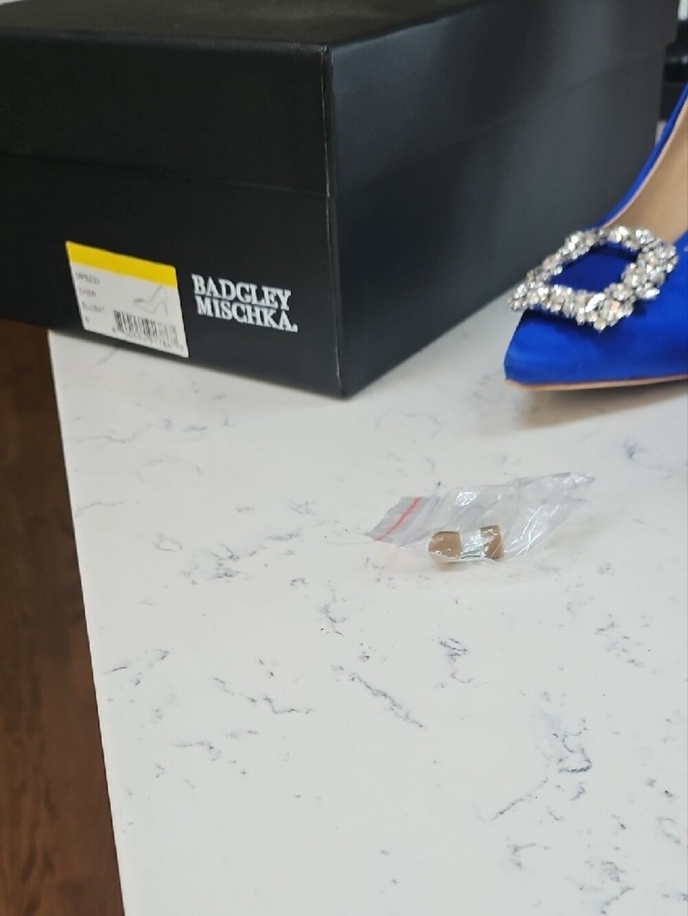 Badgley Mischka Royal Blue Satin Crystal-Buckle Pointed Pumps - Picture 4 of 7